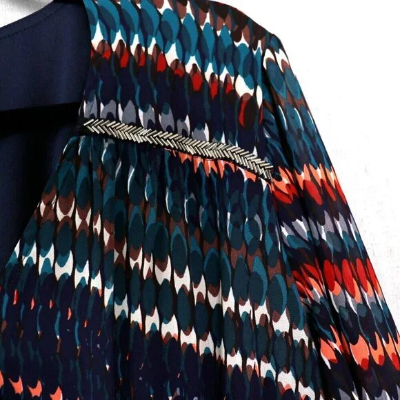 Cato Plus Size 22/24 Dress V-Neck Multicolor Formal Maxi Chevron Bead Detail - Picture 10 of 16